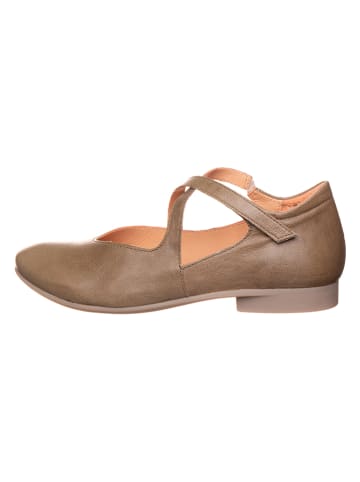 Think! Leren ballerina's met bandje taupe