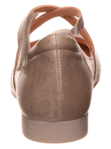 Think! Leder-Spangenballerinas in Hellbraun