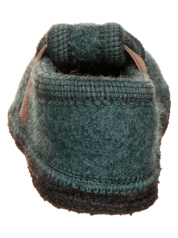 lamino Hausschuhe in Dunkelgrün/ Hellbraun