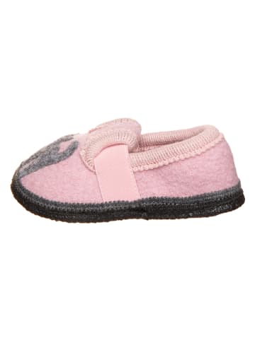 lamino Hausschuhe "Katze" in Rosa/ Grau