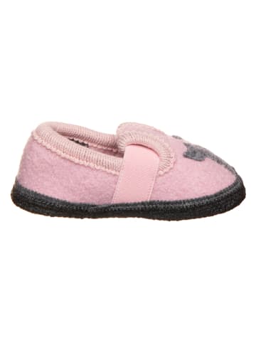 lamino Hausschuhe "Katze" in Rosa/ Grau