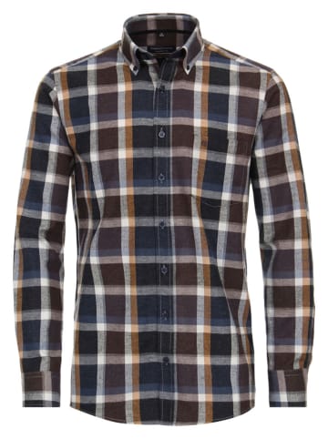 CASAMODA Hemd - Comfort fit - in Dunkelblau/ Hellbraun/ Braun