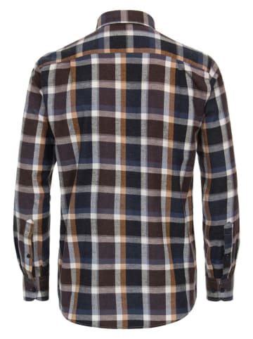 CASAMODA Hemd - Comfort fit - in Dunkelblau/ Hellbraun/ Braun