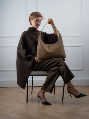 Christian Laurier Leder-Schultertasche "Alix" in Taupe  - (B)43 x (H)25 x (T)10 cm