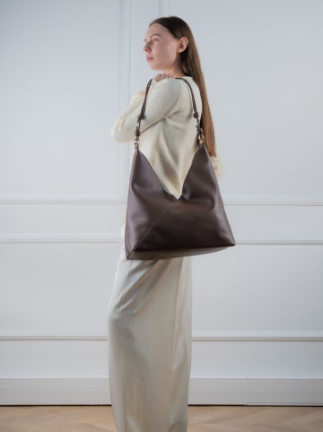 Christian Laurier Leder-Schultertasche "Gwen" in Braun - (B)37 x (H)39 x (T)16 cm