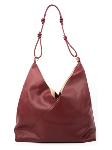 Christian Laurier Leder-Schultertasche "Gwen" in Bordeaux - (B)37 x (H)39 x (T)16 cm