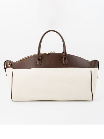 Christian Laurier Leren reistas "Mae" bruin/wit - (B)46 x (H)28 x (D)20 cm