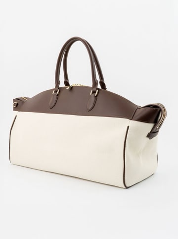 Christian Laurier Leder-Reisetasche "Mae" in Braun/ Weiß - (B)46 x (H)28 x (T)20 cm