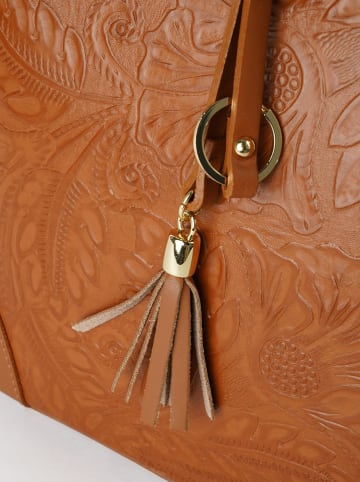 Christian Laurier Leder-Henkeltasche "Lyra" in Hellbraun - (B)35 x (H)23 x (T)11 cm