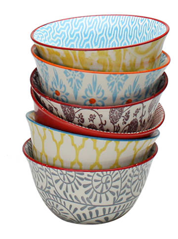 Ard'time 6-delige set: kommen "Sabae" meerkleurig - (H)6 x Ø 12 cm