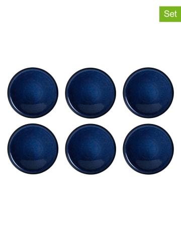 Ard'time 6er-Set: Speiseteller "Blue moon" in Blau - Ø 27 cm