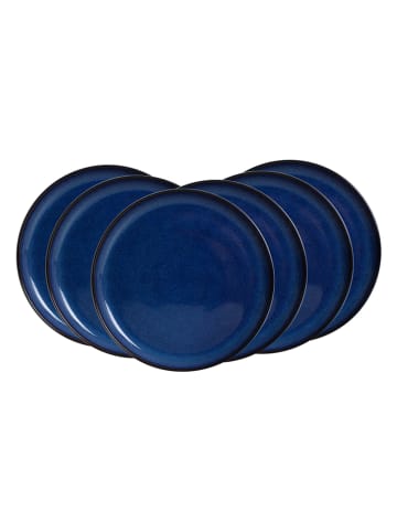 Ard'time 6er-Set: Speiseteller "Blue moon" in Blau - Ø 27 cm