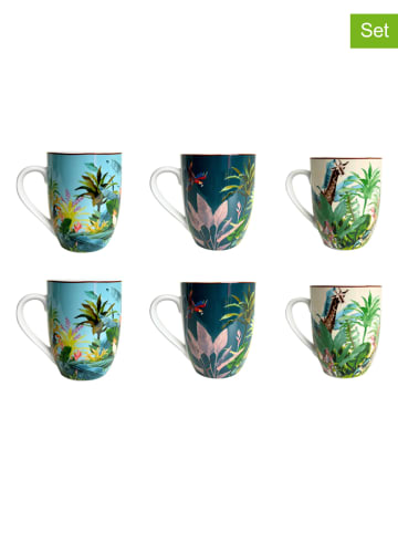 Ard'time 6-delige set: mokken "Borneo" meerkleurig - (H)12 x Ø 8 cm