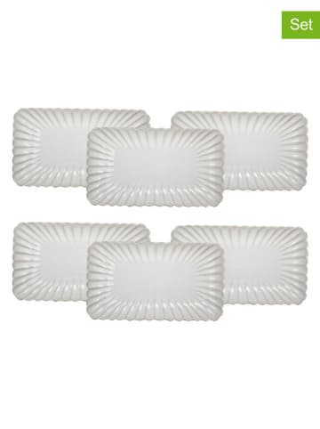 Ard'time 6er-Set: Servierteller "Coquillage" in Weiß - (B)26 x (H)15 cm