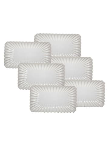 Ard'time 6-delige set: serveerborden "Coquillage" wit - (B)20,5 x (H)11,5 cm