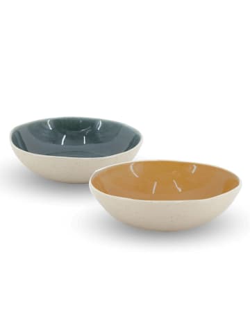 Ard'time 6er-Set: Suppenteller "Coralia" in Beige/ Orange/ Grün - Ø 18,5 cm