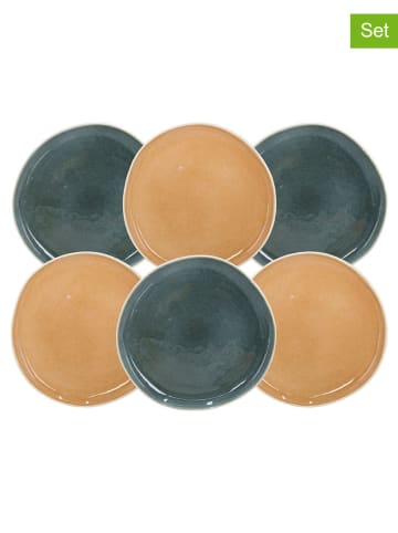 Ard'time Talerze obiadowe (6 szt.) w kolorze beżowo-pomarańczowo-zielonym - Ø 27 cm
