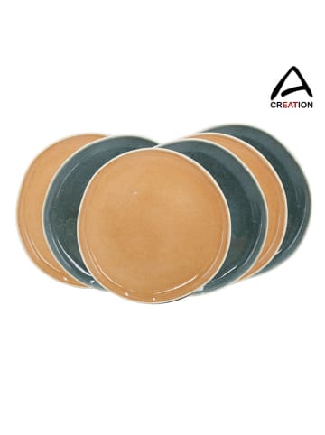 Ard'time Talerze obiadowe (6 szt.) w kolorze beżowo-pomarańczowo-zielonym - Ø 27 cm