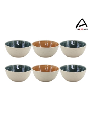 Ard'time 6er-Set: Schalen "Coralia" in Beige/ Orange/ Grün - Ø 15,2 cm