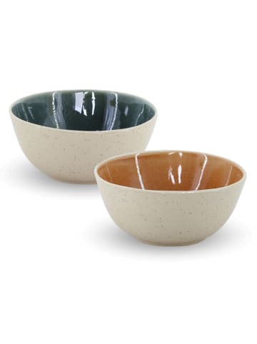 Ard'time 6-delige set: kommen "Coralia" beige/oranje/groen - Ø 15,2 cm