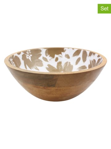 Ard'time 3-delige set: saladeservies "Hanae" lichtbruin/beige/wit