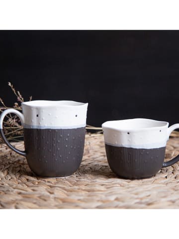 Ard'time 6er-Set: Kaffeetassen "Japandi" in Schwarz/ Weiß - 250 ml