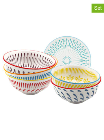 Ard'time 6-delige set: kommen "Kyoto" wit/meerkleurig - Ø 15 cm