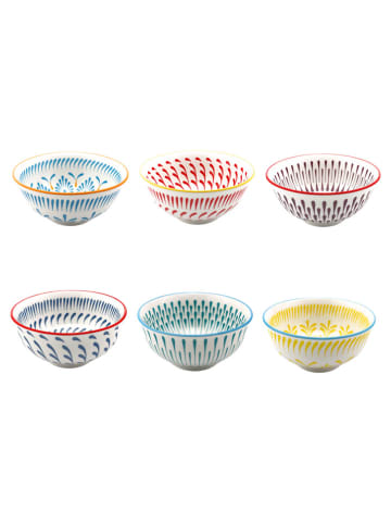 Ard'time 6-delige set: kommen "Kyoto" wit/meerkleurig - Ø 15 cm