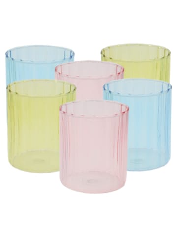 Ard'time Szklanki (6 szt.) "Kyoto" w kolorze jasnoróżowo-błękitno-żółtym - 250 ml