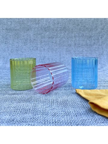 Ard'time 6-delige set: glazen "Kyoto" lichtroze/lichtblauw/geel - 250 ml