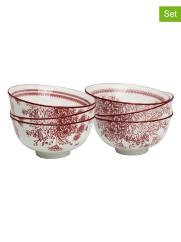 Ard'time 6er-Set: Schalen "Louise" in  Weiß/ Rot - (H)7 x Ø 15 cm