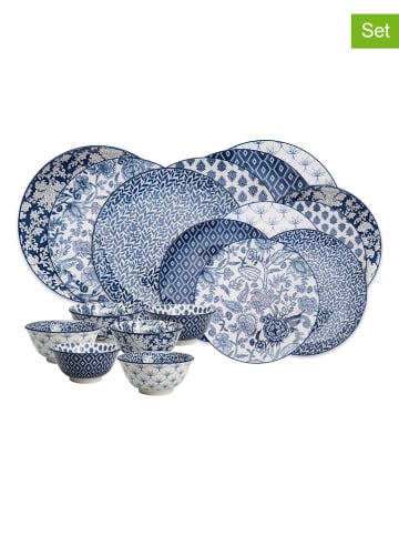 Ard'time 18-delig combiservies "Majorelle" wit/blauw