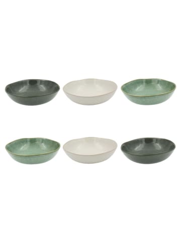 Ard'time 6er-Set: Suppenteller "Mila" in Grün/ Weiß - Ø 20,5 cm