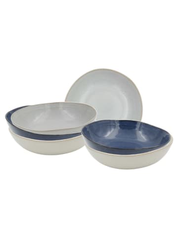 Ard'time 6er-Set: Suppenteller "Oia" in Blau/ Grau/ Creme - Ø 20,5 cm