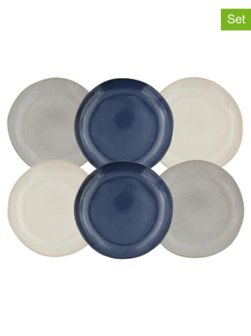 Ard'time 6-delige set: dessertborden "Oia" blauw/grijs/crème - Ø 20,5 cm