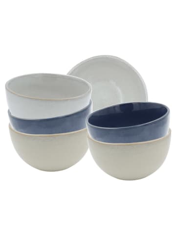 Ard'time 6er-Set: Schalen "Oia" in Blau/ Grau/ Creme - Ø 14,2 cm