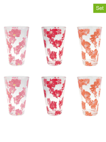 Ard'time 6er-Set: Gläser "Ophelia" in Rosa/ Pink/ Orange - 350 ml