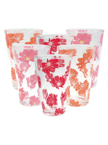 Ard'time 6-delige set: glazen "Ophelia" lichtroze/roze/oranje - 350 ml