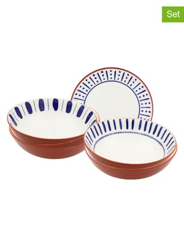 Ard'time 6-delige set: soepborden "Santorin" lichtbruin/blauw - Ø 21 cm
