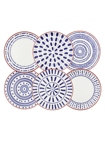 Ard'time 6er-Set: Speiseteller "Santorin" in Blau - Ø 26 cm