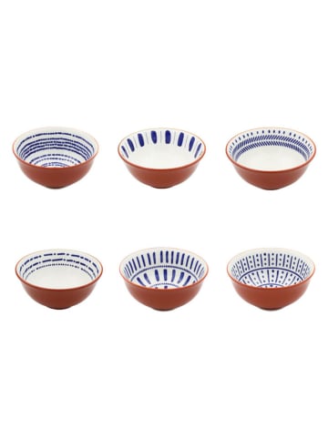 Ard'time 6-delige set: kommen "Santorin" lichtbruin/blauw - Ø 11,5 cm