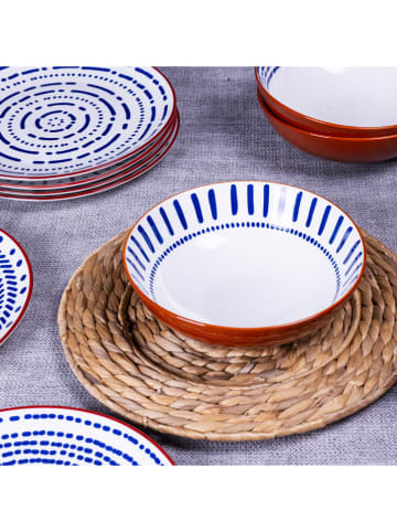 Ard'time 6-delige set: kommen "Santorin" lichtbruin/blauw - Ø 11,5 cm