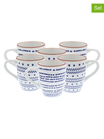 Ard'time 6-delige set: koffiekoppen "Santorin" blauw - (H)10 x Ø 8 cm