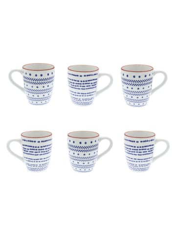 Ard'time 6-delige set: koffiekoppen "Santorin" blauw - (H)10 x Ø 8 cm