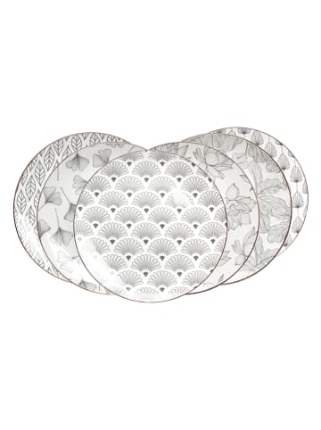 Ard'time 6er-Set: Speiseteller "Sasebo" in Weiß/ Grau - Ø 27 cm
