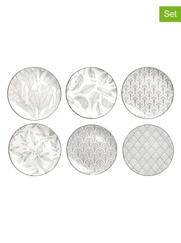 Ard'time 6er-Set: Dessertteller "Sasebo" in Weiß/ Grau - Ø 21 cm