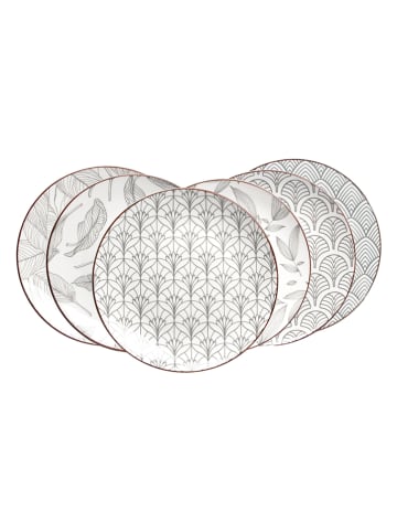 Ard'time 6er-Set: Dessertteller "Sasebo" in Weiß/ Grau - Ø 21 cm