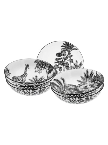 Ard'time Talerze głębokie (6 szt.) "Savana" w kolorze biało-czarnym - Ø 21 cm