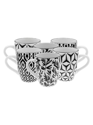 Ard'time 6-delige set: koppen "Savana" wit/zwart - 350 ml