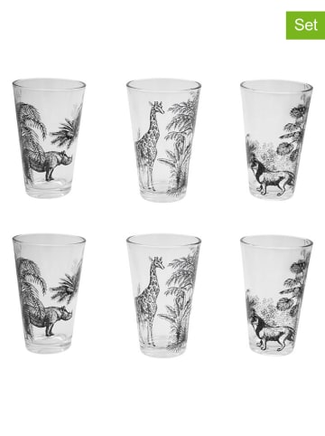 Ard'time 6-delige set: glazen "Savana" transparant/zwart - 350 ml